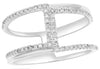 ESTATE .31CT DIAMOND 14KT WHITE GOLD 3D DOUBLE BAR CRISS CROSS FUN RING