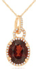 LARGE 2.87CT DIAMOND & AAA GARNET 14K ROSE GOLD 3D OVAL & ROUND FLOATING PENDANT