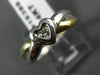 ESTATE .06CT DIAMOND 14KT WHITE & YELLOW GOLD 3D SOLITAIRE HEART FUN RING #15388