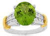 ESTATE LARGE 5.45CT DIAMOND & AAA PERIDOT 14KT 2 TONE GOLD OVAL ENGAGEMENT RING