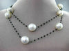 ESTATE LARGE & LONG 18KT WHITE GOLD 3D PEARL & BLACK SPINAL BY THE YARD NECKLACE