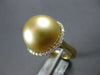 LARGE .44CT DIAMOND & AAA GOLDEN SOUTH SEA PEARL 18K YELLOW GOLD ROUND HALO RING