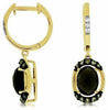 2.60CT WHITE & MOCHA DIAMOND & AAA SMOKY TOPAZ 14K YELLOW GOLD HANGING EARRINGS