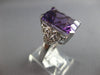 ESTATE LARGE 6.80CT DIAMOND & AAA AMETHYST 14KT WHITE GOLD 3D FILIGREE FUN RING