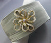 ESTATE WIDE .62CT DIAMOND 18K GOLD & STAINLESS STEEL FLOWER MESH BANGLE BRACELET