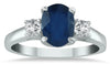 ESTATE 2.50CT DIAMOND & AAA SAPPHIRE 14K WHITE GOLD OVAL & ROUND ENGAGEMENT RING
