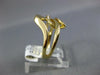 ESTATE WIDE .15CT DIAMOND 18KT YELLOW GOLD 3D DOUBLE LEAF CRISS CROSS FUN RING
