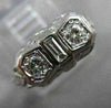 ANTIQUE .42CT OLD MINE DIAMOND 14KT WHITE GOLD 3 STONE FILIGREE RING #9019