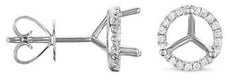.14CT DIAMOND 14KT WHITE GOLD THREE PRONG HALO SEMI MOUNT MARTINI STUD EARRINGS