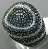 ESTATE WIDE 2.56CT DIAMOND & AAA SAPPHIRE 14K WHITE GOLD 3D OVAL MICRO PAVE RING