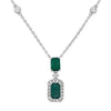 ESTATE 1.86CT DIAMOND & AAA EMERALD 18KT WHITE GOLD 3D ROUND & EMERALD NECKLACE