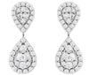 .80CT DIAMOND 14KT WHITE GOLD 3D ROUND & BAGUETTE TEAR DROP FUN HANGING EARRINGS