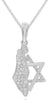 .16CT DIAMOND 14K WHITE GOLD 3D STAR OF DAVID ISRAELI MAP FUN FLOATING PENDANT