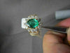 ESTATE 3.34CT DIAMOND & AAA COLOMBIAN EMERALD 14KT YELLOW GOLD FLOWER HALO RING