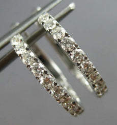 ESTATE .62CT DIAMOND 14KT WHITE GOLD 3D ROUND INSIDE OUT HOOP HANGING EARRINGS