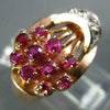 ANTIQUE WIDE .70CT OLD MINE DIAMOND & AAA RUBY 14KT WHITE & ROSE GOLD RING #757