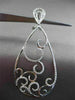 ESTATE MASSIVE .68CT DIAMOND 14KT WHITE GOLD FILIGREE TEAR DROP HANGING EARRINGS