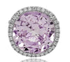 EXTRA LARGE 20.6CT DIAMOND & AAA KUNZITE 18KT WHITE GOLD 3D HALO ENGAGEMENT RING