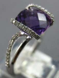 2.08CT DIAMOND & AAA AMETHYST 14KT WHITE GOLD 3D SQUARE TENSION CRISS CROSS RING