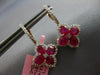 ESTATE LARGE 4.16CT DIAMOND & AAA RUBY 18KT ROSE GOLD 3D OVAL & ROUND HANGING EARRINGS