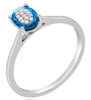 .91CT DIAMOND & AAA BLUE TOPAZ 14K WHITE GOLD OVAL & ROUND SOLITAIRE ETOILE RING