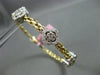 ESTATE 1.30CT DIAMOND 14K WHITE & YELLOW GOLD 3D FLOWER FLEXIBLE BANGLE BRACELET