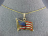 ESTATE LARGE 14KT YELLOW GOLD 3D HANDCRAFTED ENAMEL AMERICAN FLAG PENDANT #25299