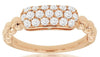 ESTATE .50CT DIAMOND 14K ROSE GOLD 3D THREE ROW RECTANGULAR PAVE BEADED FUN RING