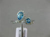 WIDE .81CT DIAMOND & AAA ROUND & PEAR SHAPE BLUE TOPAZ 14K WHITE GOLD SNAKE RING