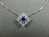 ESTATE .21CT DIAMOND & SAPPHIRE 18K WHITE GOLD FILIGREE MILGRAIN SQUARE NECKLACE