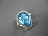 LARGE 5.26CT DIAMOND & AAA BLUE TOPAZ 14KT WHITE GOLD 3D PEAR SHAPE & ROUND RING