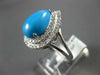 ESTATE LARGE 3.87CT DIAMOND & AAA TURQUOISE 14KT WHITE GOLD PEAR SHAPE HALO RING