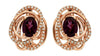 2.10CT DIAMOND & AAA RHODOLITE 14KT ROSE GOLD OVAL & ROUND INTERTWINING EARRINGS