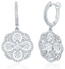 LARGE 1.48CT DIAMOND 14KT WHITE GOLD MULTI FLOWER 4 LEAF CLOVER HANGING EARRINGS