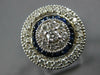 LARGE 1.87CT DIAMOND & SAPPHIRE 18K WHITE GOLD ROUND FILIGREE LOVE RING #27029