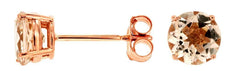 ESTATE 1.50CT AAA MORGANITE 14K ROSE GOLD 3D CLASSIC ROUND 4 PRONG STUD EARRINGS