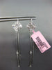 LARGE 1.1CT DIAMOND 18K WHITE GOLD ROUND & BAGUETTE CHANDELIER HANGING EARRINGS