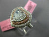 GIA EXTRA LARGE 4.34CT MULTI COLOR DIAMOND 18K 2 TONE GOLD HEART ENGAGEMENT RING