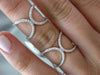 ESTATE WIDE .16CT DIAMOND 14KT WHITE GOLD 3D DOUBLE SEMICIRCLE CHAIN FUN RING