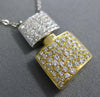 ESTATE LARGE .88CT DIAMOND 18KT WHITE & YELLOW GOLD 3D DOUBLE SQUARE FUN PENDANT