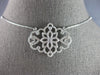 LARGE & LONG .97CT DIAMOND 14KT WHITE GOLD DOUBLE HEART FILIGREE LOVE NECKLACE