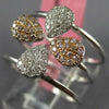 ESTATE WIDE .40CT WHITE & PINK DIAMOND 18KT WHITE & ROSE GOLD 4 LEAF FLOWER RING