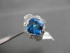 ESTATE 3.44CT DIAMOND & AAA EXTRA FACET BLUE TOPAZ 14KT WHITE GOLD FILIGREE RING