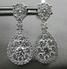 ESTATE 1.74CT DIAMOND 18K WHITE GOLD 3D PEAR SHAPE CLUSTER HALO HANGING EARRINGS