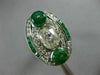 ANTIQUE LARGE 2.25CT OLD MINE DIAMOND & AAA EMERALD 18K 2 TONE GOLD 3 STONE RING