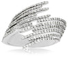ESTATE LARGE 1.0CT DIAMOND 14KT WHITE GOLD MULTI ROW CRISS CROSS WAVE FUN RING
