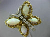 ANTIQUE LARGE 2.30CT DIAMOND & OPAL 14K TWO TONE GOLD HANDCRAFTED BUTTERFLY RING