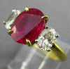 ESTATE 3.60CT DIAMOND & AAA RUBY 18K YELLOW GOLD & PLATINUM OVAL ENGAGEMENT RING