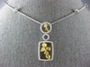 GIA 1.49CT WHITE & FANCY YELLOW DIAMOND 18K 2 TONE GOLD SQUARE CIRCULAR NECKLACE