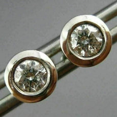 ESTATE .30CT DIAMOND 14KT WHITE GOLD CLASSIC SOLITAIRE BEZEL STUD EARRINGS 25792